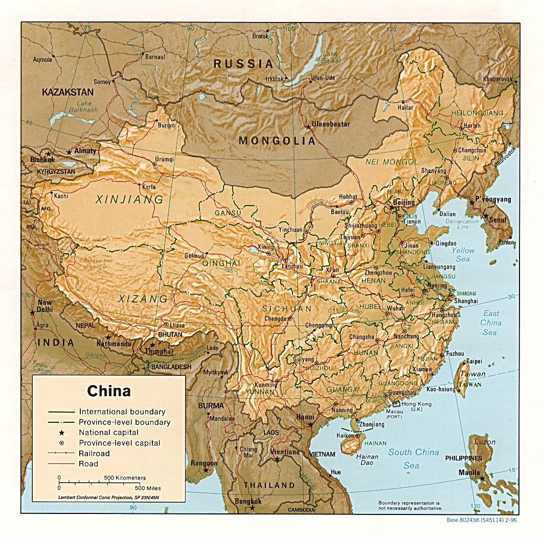 Terrain Map Of China